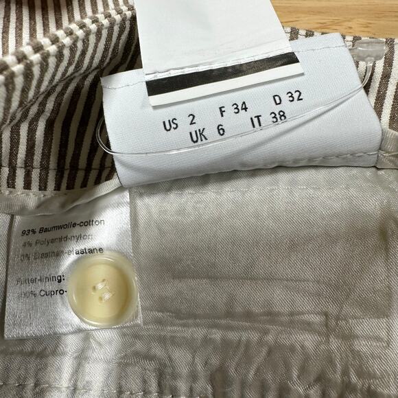 Akris Punto NWOT Frankie Stripe Stretch Gabardine Trouser Pant Brown White Sz 2 - Picture 5 of 9